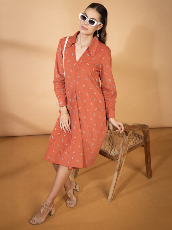 Corduroy Orange Dress - Image 2