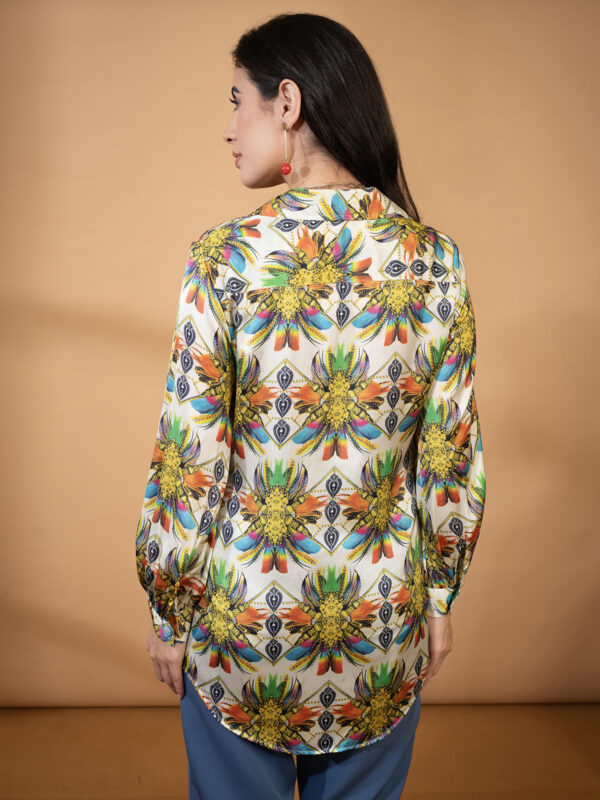 White Flora Satin Shirt - Image 4