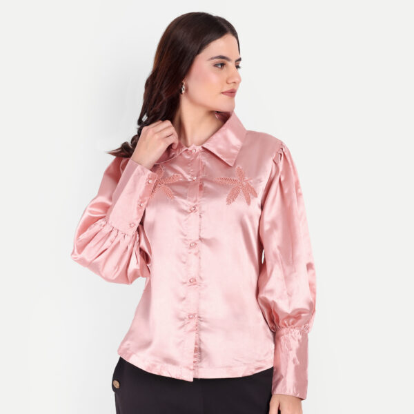 Pink Satin Shirt - Image 3