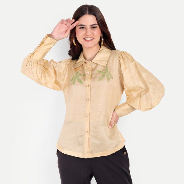 Beige Satin Shirt - Image 3