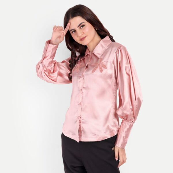 Pink Satin Shirt - Image 4