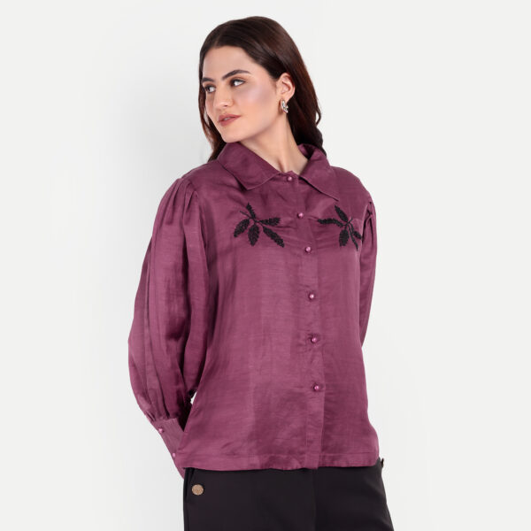 Maroon Cotton Silk Shirt - Image 4