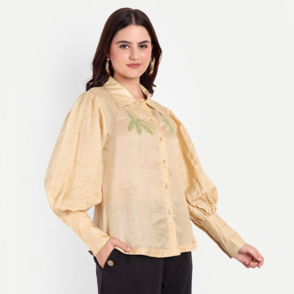 Beige Satin Shirt - Image 4