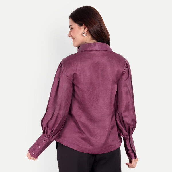 Maroon Cotton Silk Shirt - Image 5