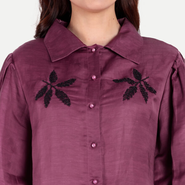 Maroon Cotton Silk Shirt - Image 2