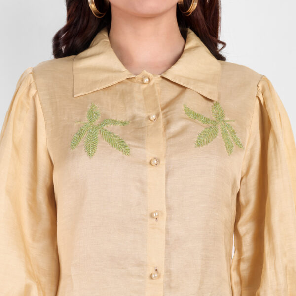 Beige Satin Shirt - Image 2